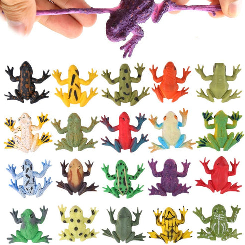 ValeforToy Frog Toys,12 Pack Mini Rubber Frog Sets,Super Stretches Material TPR with Gift Bag, Realistic Frog Figure Toys for Boy