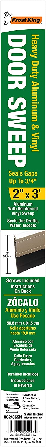 Frost King A62/36SN Heavy Duty Sweep, 2in x 36in, Satin Nickel