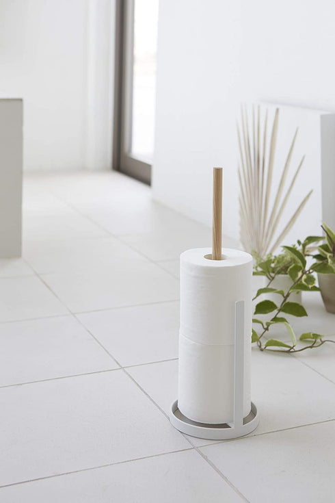 Yamazaki Home Toilet Paper Stocker, Holds 3 Toilet Paper Rolls, No Assembly Req, White, One Size