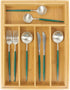 Bamboo Silverware Organizer, Expandable Kitchen Drawer Organizer for Cutlery, Wooden Utensil Holder, Multi-Function Drawer Storage, 5-7 Compartments