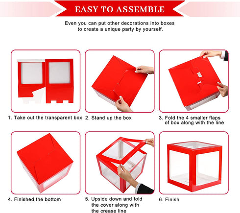 4 Pieces Love Balloons Boxes Valentines Day Transparent Balloon Box with 16 Love Letters, Balloon Party Decorations for Wedding Valentines Day Engagement Bride Shower