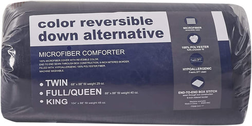 Blue Ridge Home Fashions Two-Tone Reversible Microfiber Down Alternative All Season Comforter-Hypoallergenic Polyester Fill, King, Navy/Light Blue