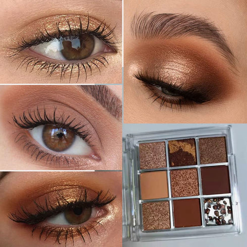 AMY'S DIARY Dark Brown EyeShadow Palette, Copper Eyeshadow glitter brown matte Shimmer Makeup Eyeshadow Pallet,Hazel Eyes Eyeshadow Palette ,smokey eye eyeshadow palette waterproof Long Lasting(C)
