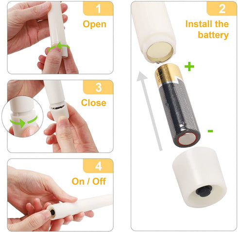 Window Candles for Christmas Decorations, Deaunbr Battery Operated 6 Pack LED Lights Electric Taper Flameless Candle with 2 Remote,Timers,6 Holders for Valentine's Day, Home Party Decor - White & Gold