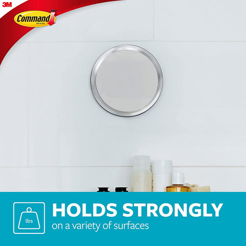 Command Bath Mirror, Satin Nickel, 1-Mirror, 2-Water-Resistant Strips, Organize Damage-Free