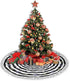 FREEHOTU Halloween Spiders Black and White Striped Christmas Tree Skirt 48" Gorgeous Edge Tassel Lace for Xmas Ornaments Decoration