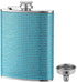FYL Hip Flask for Liquor, Blue Glitter Flask 8oz with Never-Lose Cap