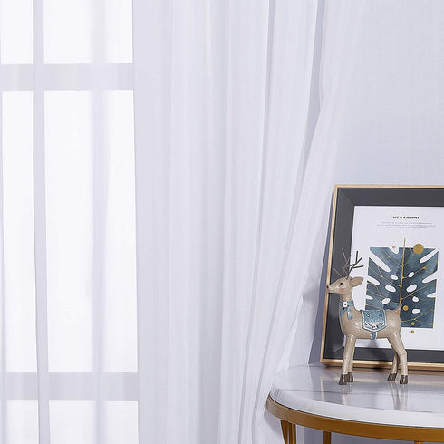 NICETOWN White Sheer Curtains for Bedroom Windows 84" Length with Width 37" Per Panel, Grommet Casual Voile Sheer with Light Filter Window Treatments for Nursery/Apartment/Living Room, Set of 2
