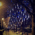 Adecorty Christmas Lights Outdoor Tree Snowfall LED Dripping Icicle Shooting Star Lights 12 inch 8 Tubes, Meteor Shower Falling Rain Lights for Xmas Decoration, Luces de Navidad para Exterior (White)