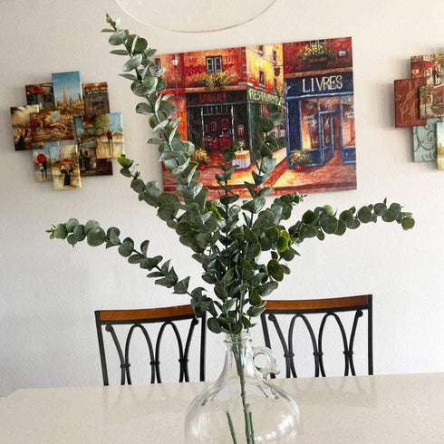 Artificial Plants Stems 34" Tall Faux Bouquet Eucalyptus Leaves Spray Greenery Plants in Dusty Green for Vase Floral Arrangement Wedding Party Decor 4 Branches