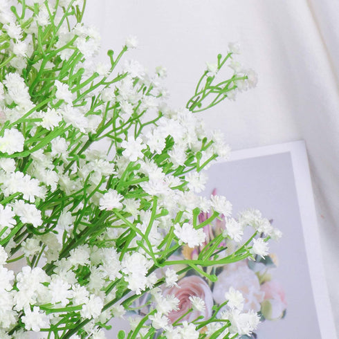 Artificial Baby Breath Gypsophila Flowers Bouquets 15 pcs Real Touch Flowers for Wedding Party DIY Wreath Floral Arrangement Home Decoration (White)