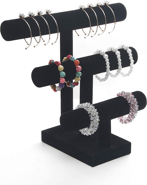 Stratalife Velvet 3 Tier Bracelet Holder Jewelry Display Stand Bangle Bracelet Watch Organizer Storage Jewelry Tower (Black Velvet)