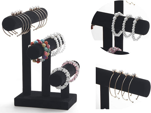 Stratalife Velvet 3 Tier Bracelet Holder Jewelry Display Stand Bangle Bracelet Watch Organizer Storage Jewelry Tower (Black Velvet)
