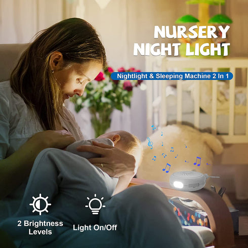 Portable Sound Machine, White Noise Machine with Night Light for Baby & Adults by COMSYNC, Sleep Soothers with 12 Soothing Sounds for Stroller or Car Seat , Rechargeable, Child Lock & Timer