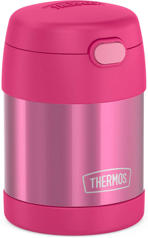 THERMOS FUNTAINER 10 Ounce Stainless Steel Vacuum Insulated Kids Food Jar with Folding Spoon, Pink
