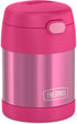 THERMOS FUNTAINER 10 Ounce Stainless Steel Vacuum Insulated Kids Food Jar with Folding Spoon, Pink