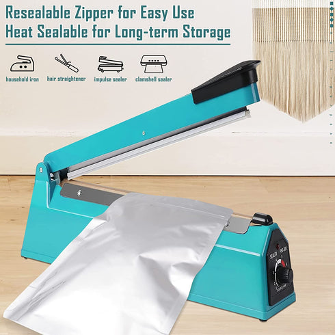 50 Pack Extra Thick 9.4 Mil 7''x10''-1 Quart Mylar Bags for Long-term Food Storage with 50 Labers,Resealable Smell Proof Heat Sealable Bags for Edible Packaging,Stand-up Foil Pouch Bag for Rice Tea