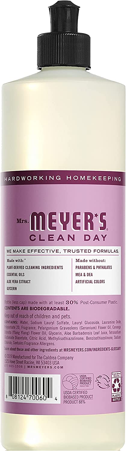 Mrs. Meyer™s Clean Day Spring Liquid Dish Soap Variety Pack, 1 Lilac Scent, 1 Peony Scent, 1 Mint Scent, Cuts Grease & Biodegradable, 16 FL OZ Bottles (3 CT)