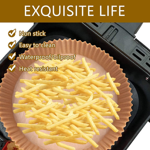 100 Pieces Air Fryer Parchment Paper Liners,Non-Stick Disposable Air Fryer Liners ?Basket Unperforated Round Parchment Paper Replacement (6.3" Natural 100pcs)