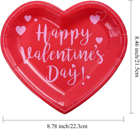 Aneco 50 Pieces Valentine's Day Paper Plates Party Plates Dinnerware Plates Party Supplies for Valentine's Day Party