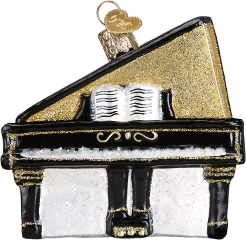 Old World Christmas Musical Instruments Glass Blown Ornaments for Christmas Tree Baby Grand Piano 3x3