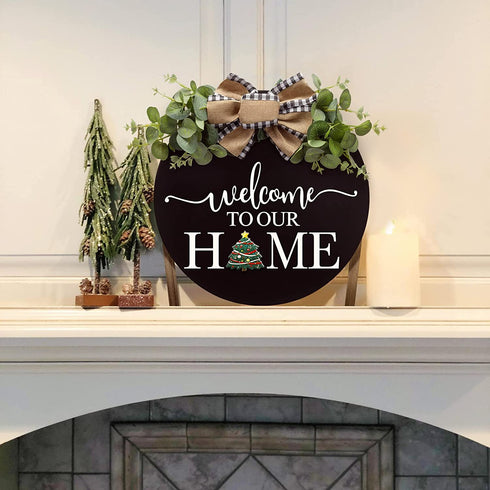 Seasonal Interchangeable Welcome Sign for Front Door Decor St Patrick's Day Wreath Shamrock Door Sign with 15 Pieces Icons St Patricks Easter Decor Christmas Valentines Spring Summer Fall Winter