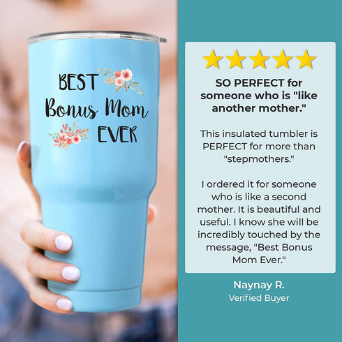 KEDRIAN Stepmom Tumbler 30oz, Step Mom Gifts, Stainless Steel Vacuum Sealed, Stepmom Presents For Birthday, Gifts For Your Second Mom, Best Stepmother Gift, Bonus Mom Gifts