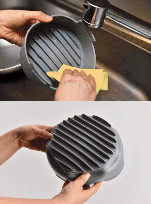 JNE Reusable Heat Resistant Food Safe Silicone Bowl/Pot for Air Fryer and Microwave (GRAY - 7.5inch in diameter)