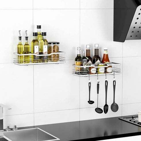 HBlife Shower Caddy No Drilling Shower Organizer with 8 Hooks, 2 Pack Shower Shelves SUS304 Rustproof Bathroom Organizer