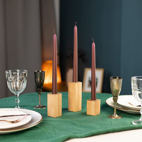 CANDWAX 10 inch Taper Candle Sticks Long Burning Set of 12 - Dripless Dinner Candles for Table Look Like Matte Metallic Candles and are Ideal for Any Occasion - Brown Glitter Taper Candles