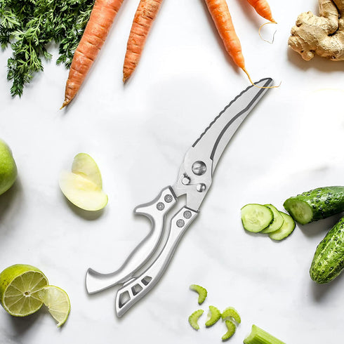 WAK Kitchen Scissors All Purpose Heavy Duty Sharp Kitchen Shears, Professional Poultry Shears, Spring Loaded Premium Metal Utility Shears, for Cutting Chicken, Bone, Fish, Meat, Chopping Vegetables