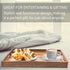 Acacia Wood Serving Tray with Handles (17 Inches) Decorative Serving Trays Platter for Breakfast in Bed, Lunch, Dinner, Appetizers, Patio, Ottoman, Coffee Table, BBQ, Party Great for Lap &Couch