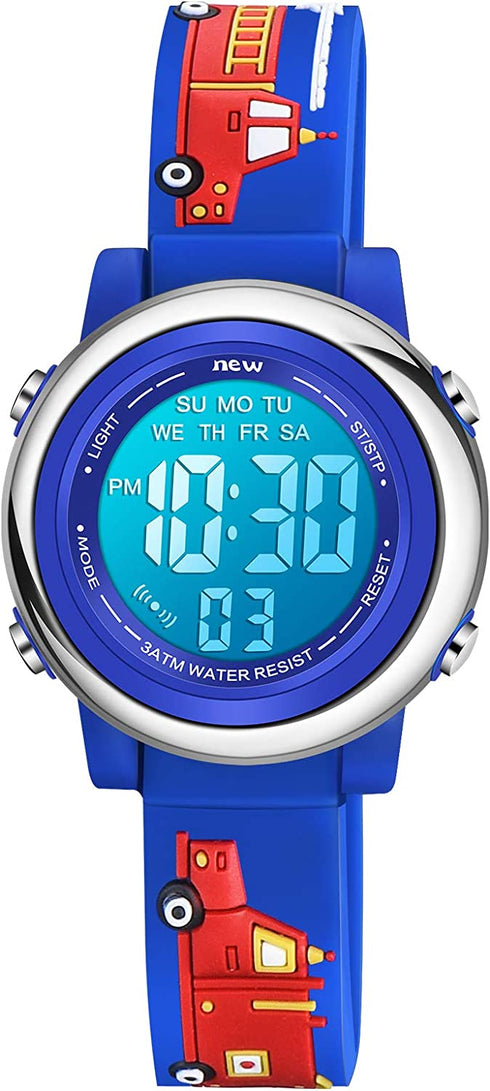Venhoo Kids Watches for Boys 3D Cartoon Waterproof Silicone 7 Color Flashing Lights Children Toddler Wrist Watch for Boy Little Child