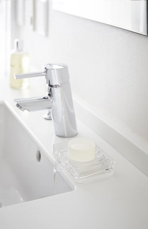 Yamazaki Home Spout Self-Draining Soap Tray-Sink Counter Holder Dish, One Size, Clear