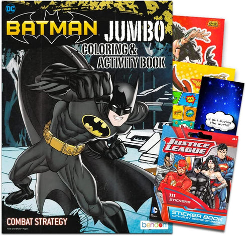 DC Studios Justice League Batman Coloring Book Bundle with Batman Stickers & Specialty Separately Licensed GWW Reward Sticker
