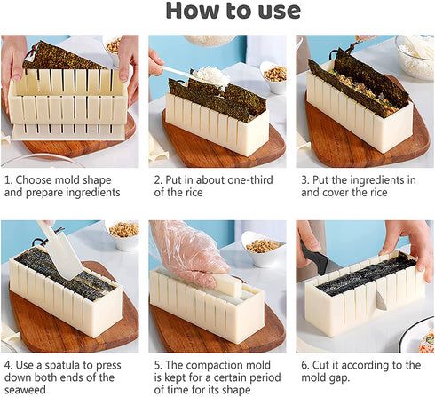 HI NINGER Sushi Making Kit Deluxe Edition Heart Sushi Mold Complete Sushi Maker Kit 12PCS Home Sushi Mold Press with 8 Sushi Rice Roll Mold Shapes 1 Fork 1 Spatula 1 Sushi Knife DIY Home Sushi Tool