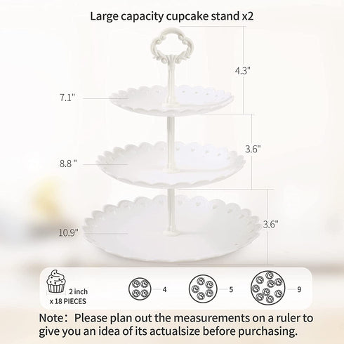 NWK 5 Piece Cake Stand Set with 2xLarge 3-Tier Cupcake Stands + 3X Appetizer Trays Perfect for Wedding Birthday Baby Shower Thanksgiving Christmas New Year Party