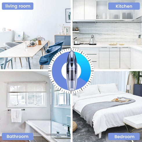 Handheld Vacuum Cordless, Car Vacuum, Rechargeable Hand Vacuum with 6000PA Strong Suction, Portable Mini Vacuum Wet & Dry Use for Car, Home and Office
