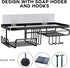 BBtang Shower Caddy, Shower Organizer Adhesive Wall Mounted Shelf with 11 Hooks, No Drilling Black Shower Racks Basket Shelves Stainless Steel Bathroom Storage Shampoo Holder for Toilet Kitchen 2 Pack