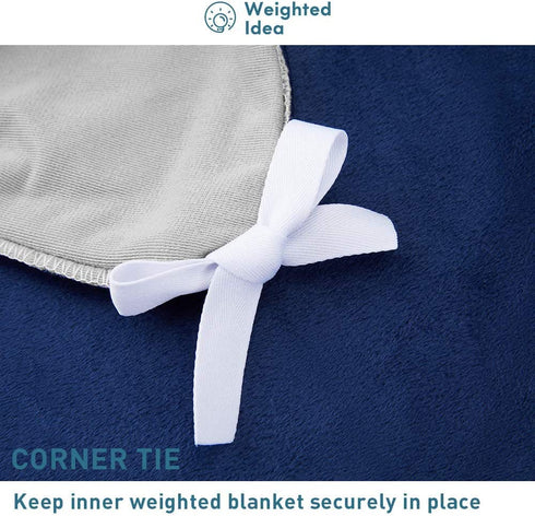 Weighted Idea Minky Fuzzy Duvet Cover for Kids Weighted Blanket 41''x60'' (100% Minky, Grey/Navy Blue)