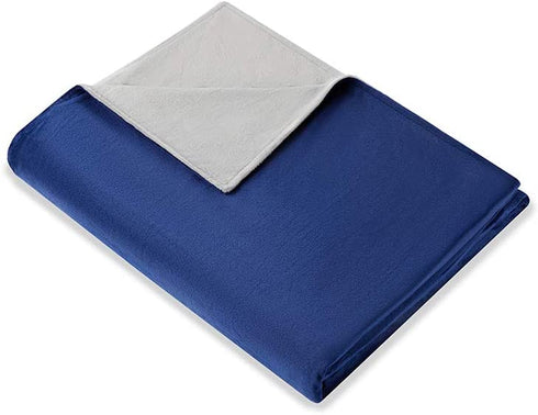 Weighted Idea Minky Fuzzy Duvet Cover for Kids Weighted Blanket 41''x60'' (100% Minky, Grey/Navy Blue)