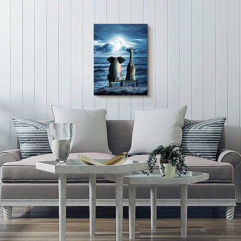 Canvas Wall Art For Bedroom Wall Decor For Living Room Modern Family Bathroom Canvas Art Animal Elephant Abstract Pictures Blue Ocean Wall Artwork Office Wall Painting Ready To Hang Home Decorations