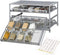 NEX Spice Rack Organizer for Cabinet, 3 Tier Kitchen Seasoning Food Jars Storage Drawer with Labels, Silver