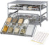 NEX Spice Rack Organizer for Cabinet, 3 Tier Kitchen Seasoning Food Jars Storage Drawer with Labels, Silver