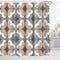 Brown Design Shower Curtains for Bathroom, Boho Shower Curtain, Retro Tan White Geometric Pattern Bath Shower Curtain Waterproof, Grey and Brown Fabric Bathroom Accessories Set with Hooks