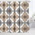 Brown Design Shower Curtains for Bathroom, Boho Shower Curtain, Retro Tan White Geometric Pattern Bath Shower Curtain Waterproof, Grey and Brown Fabric Bathroom Accessories Set with Hooks