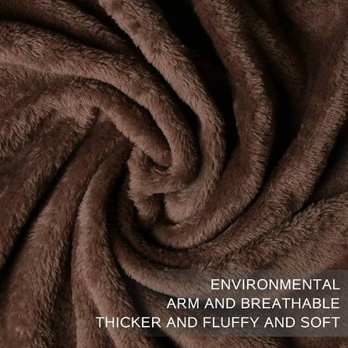 Flannel Fleece Throw Blanket Twin Size, Super Soft Fluffy Plush Blanket Throw, Luxury Fuzzy Cozy Couch Blanket for Couch, Bed, Camping, Travel Lightweight Microfiber Blanket (Brown, Twin 60" x 80")