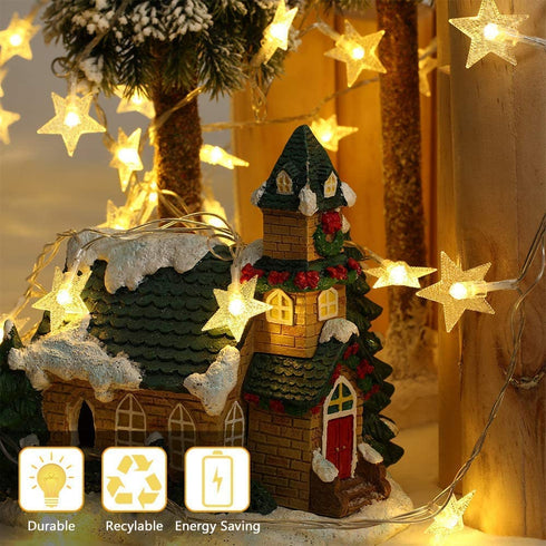 Star String Lights, Merdeco 16ft/5m 50 LED Plug in String Lights Warm White Fairy Lights for Christmas/Wedding/Party Indoor and Outdoor Decoration