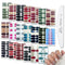 WOKOTO 20 Sheets Full Wraps Nail Art Polish Stickers Strips Set with 1Pc Nail File Glitter Star Adhesive Nail Decals Manicure Tips