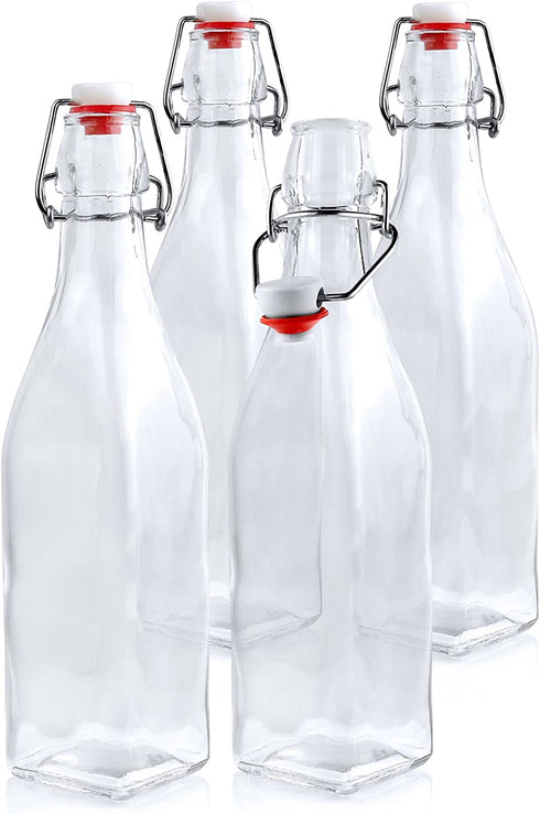 Estilo Glass Swingtop Bottles, 4, Clear